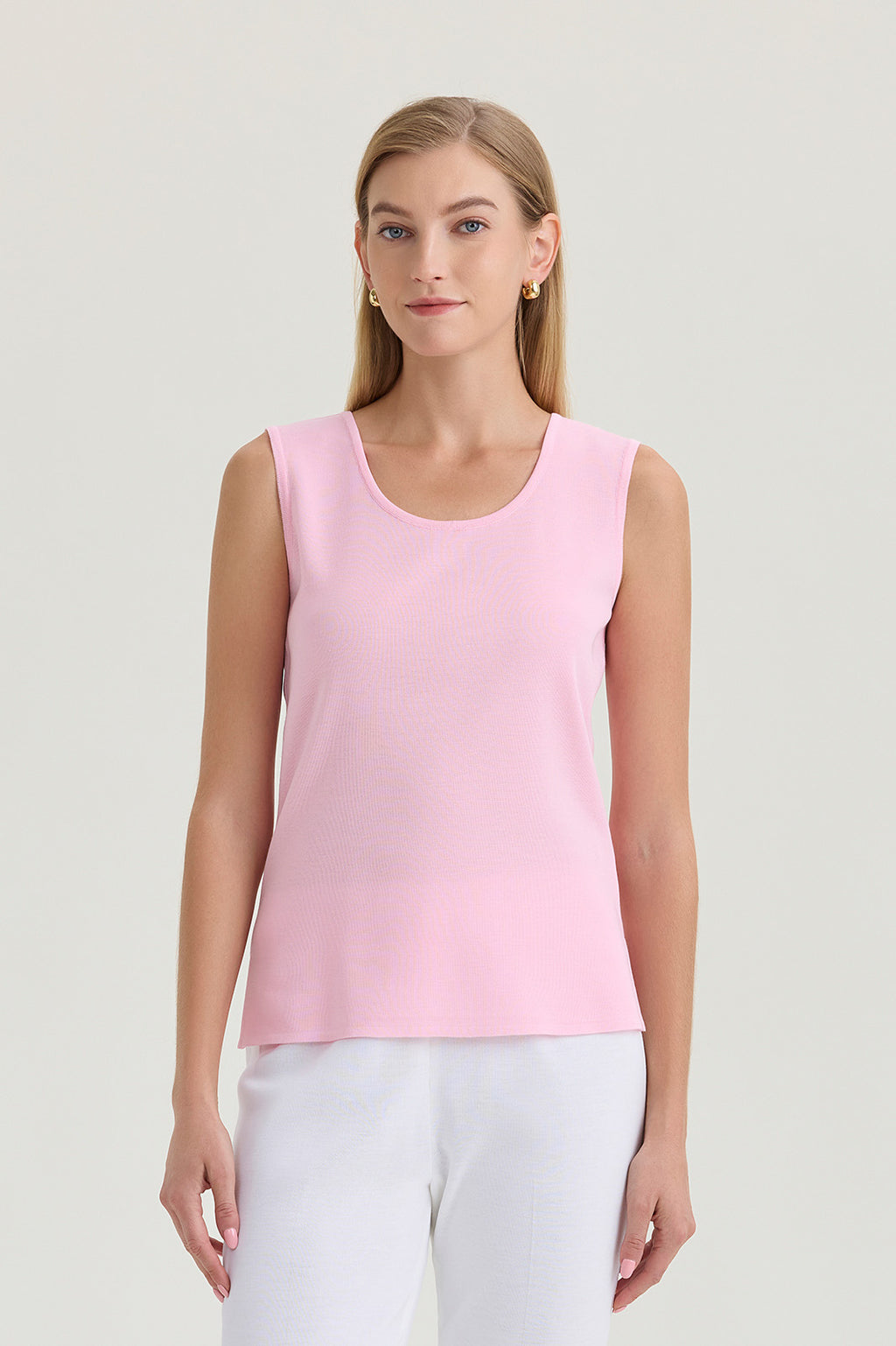 Mid-Length Scoop Neck Knit Tank | Ming Wang