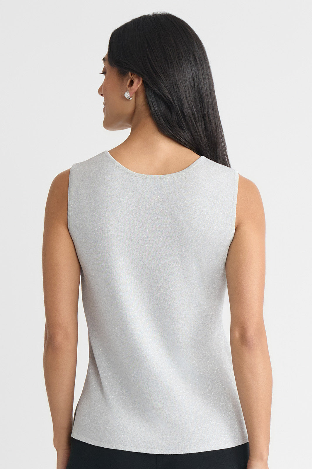 Mid-Length Lurex Scoop Neck Knit Tank | Ming Wang