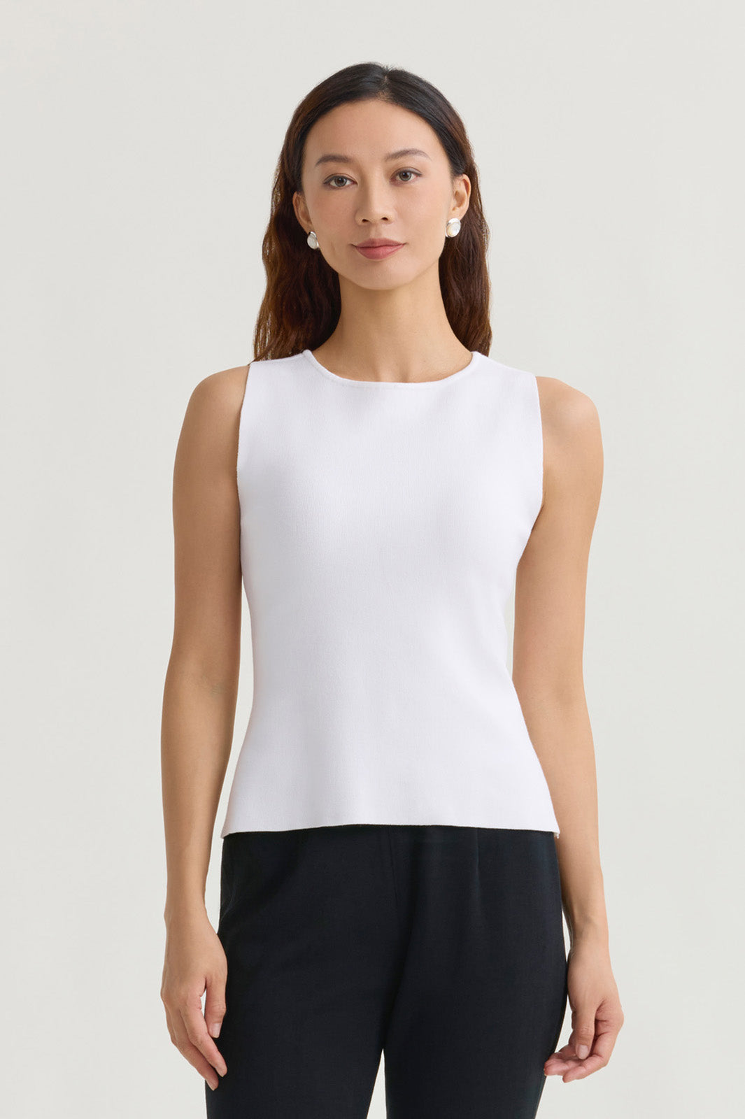 Boat Neck Soft Knit Ribbed Tank | Ming Wang