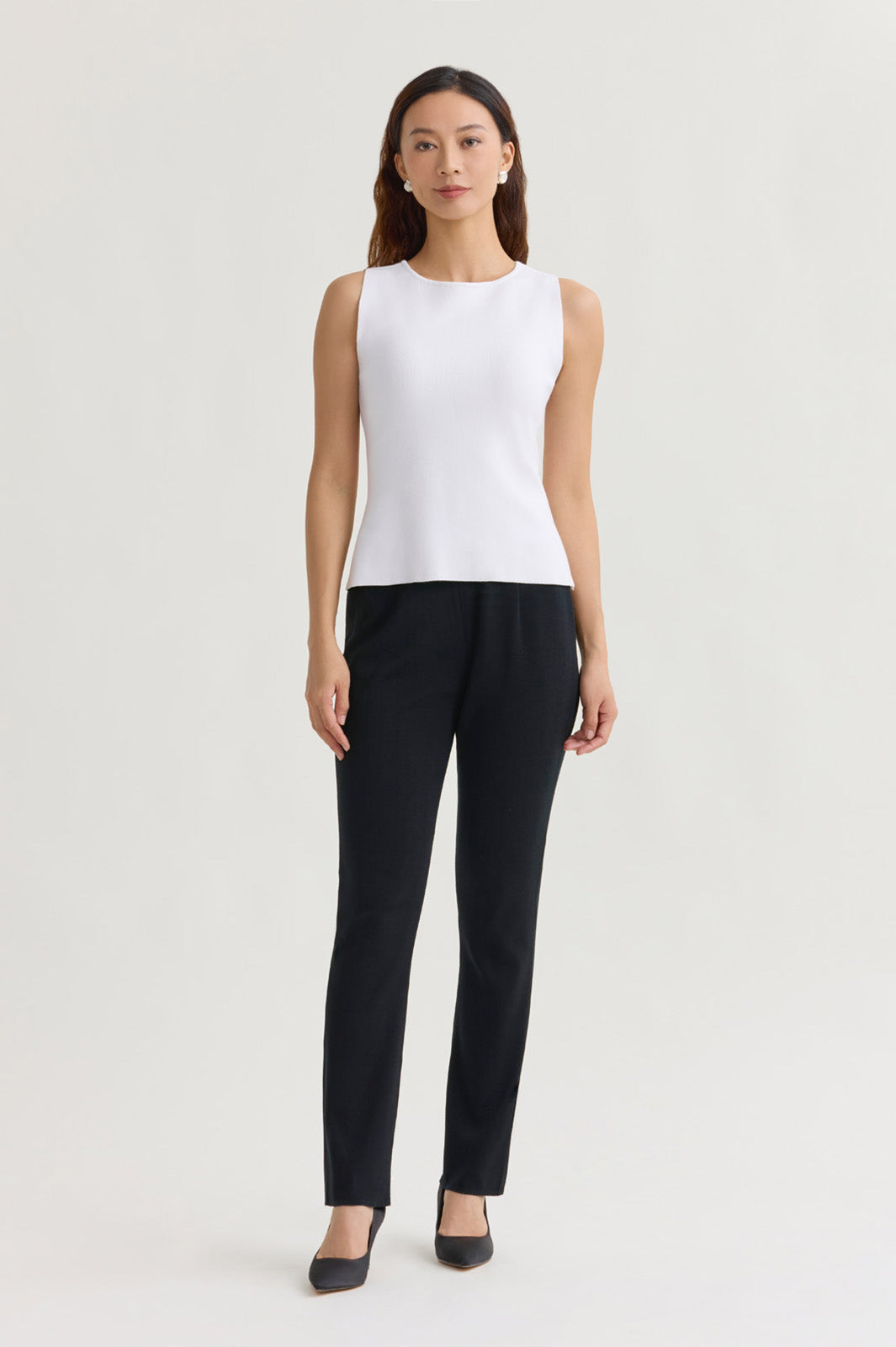 Boat Neck Soft Knit Ribbed Tank | Ming Wang