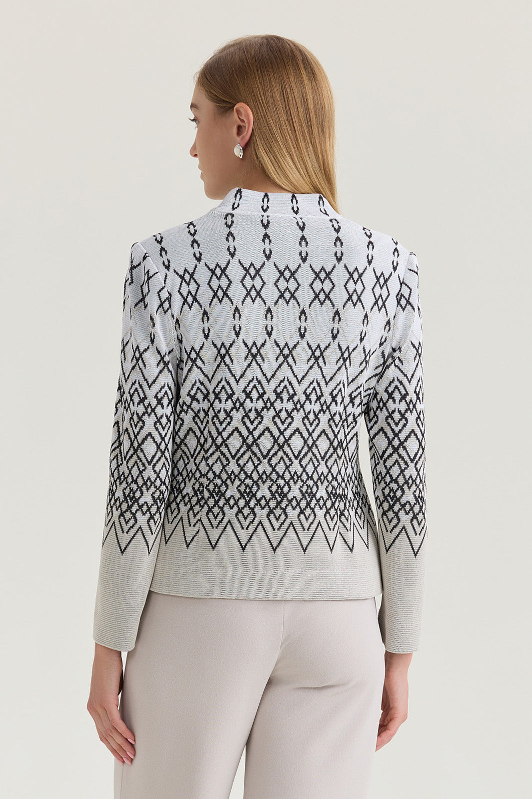 Tailored Diamond Jacquard Knit Jacket | Ming Wang