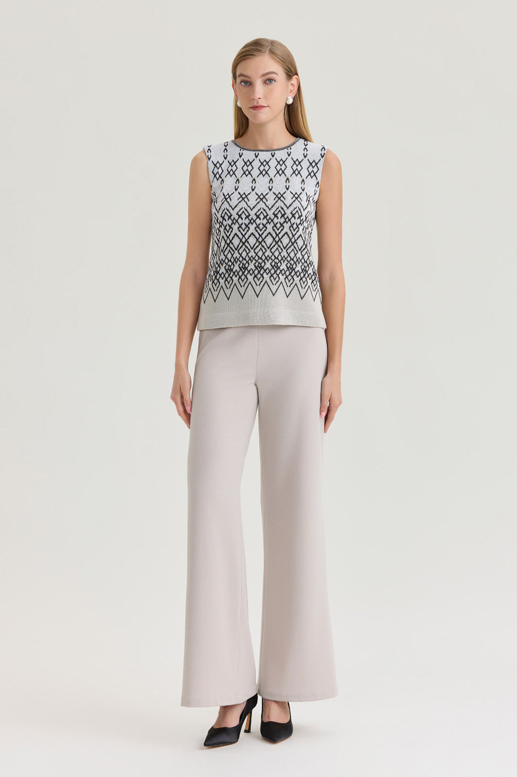 Diamond Jacquard Knit Tank | Ming Wang