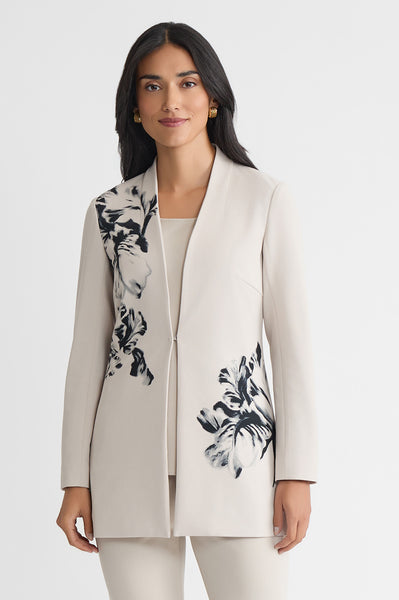 Heritage Floral Printed Stretch Deco Crepe Jacket | Ming Wang