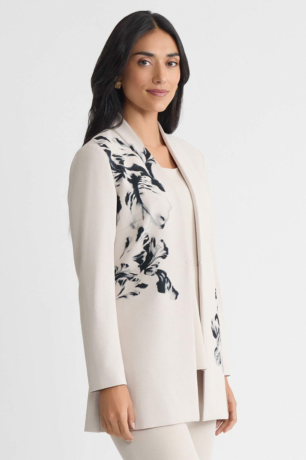 Heritage Floral Printed Stretch Deco Crepe Jacket | Ming Wang