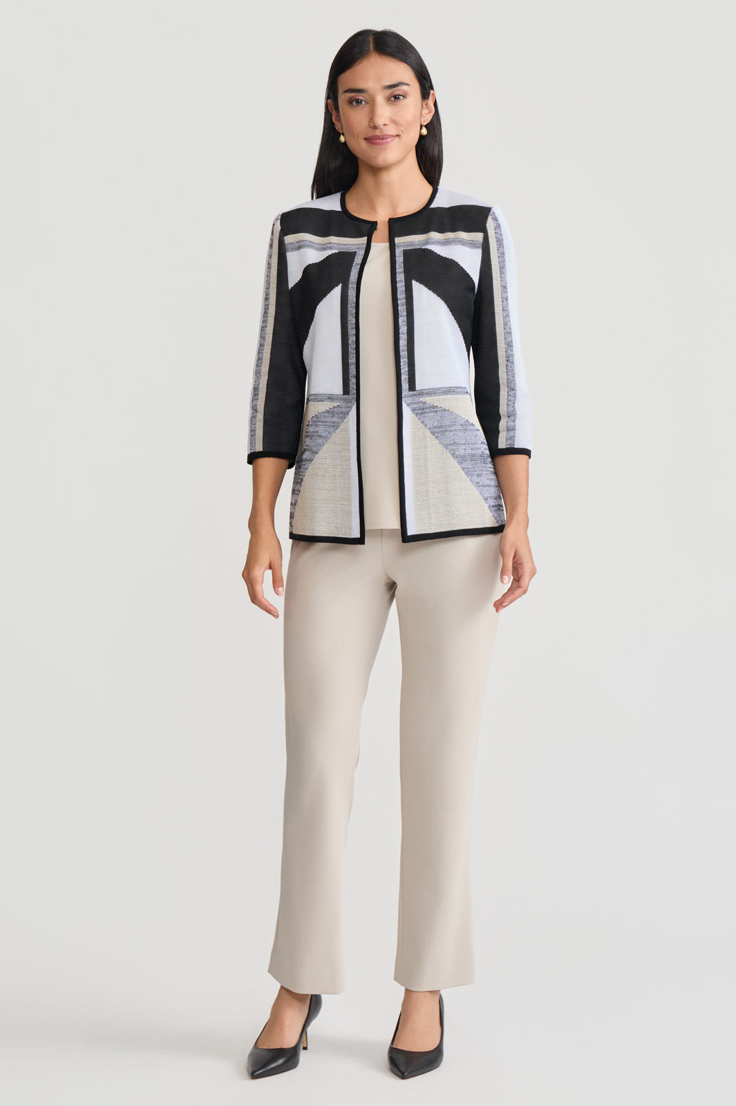 Heritage Colorblock Intarsia Knit Jacket | Ming Wang