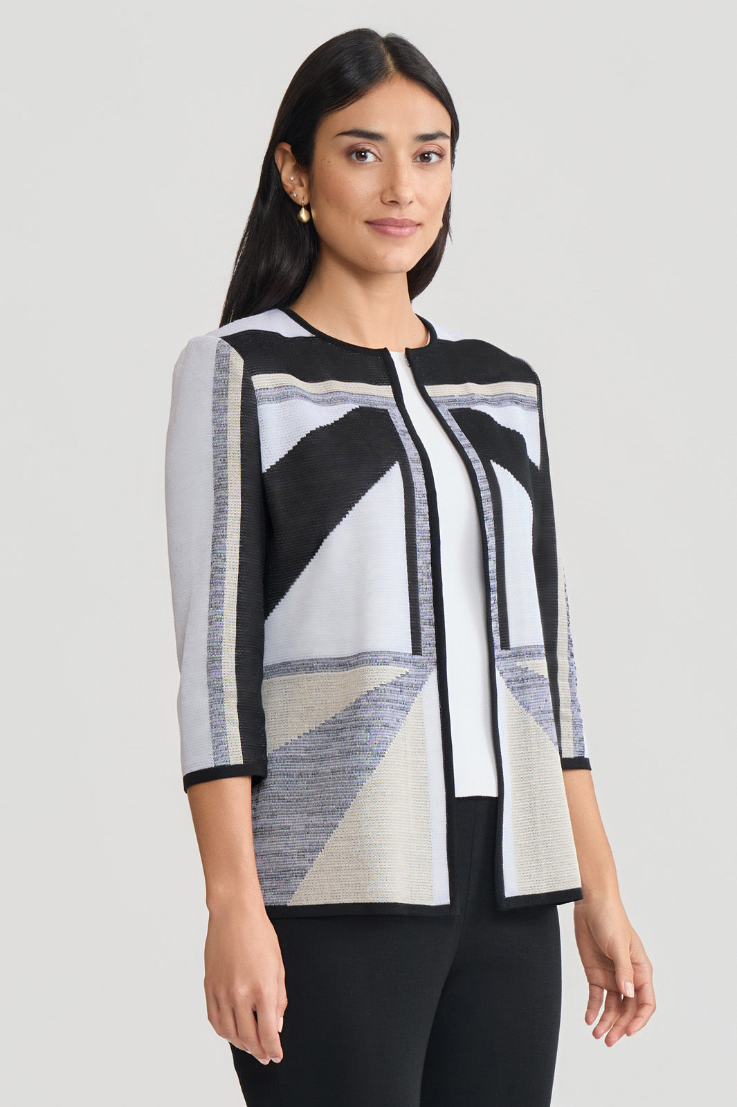 Heritage Colorblock Intarsia Knit Jacket | Ming Wang