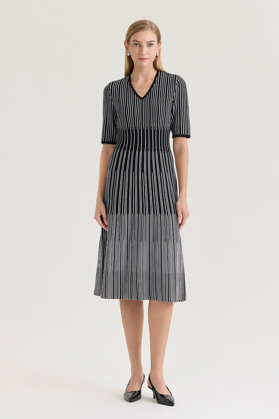 Fit-N-Flare Linear Soft Knit Midi Dress Fit-N-Flare Linear Soft Knit Midi Dress