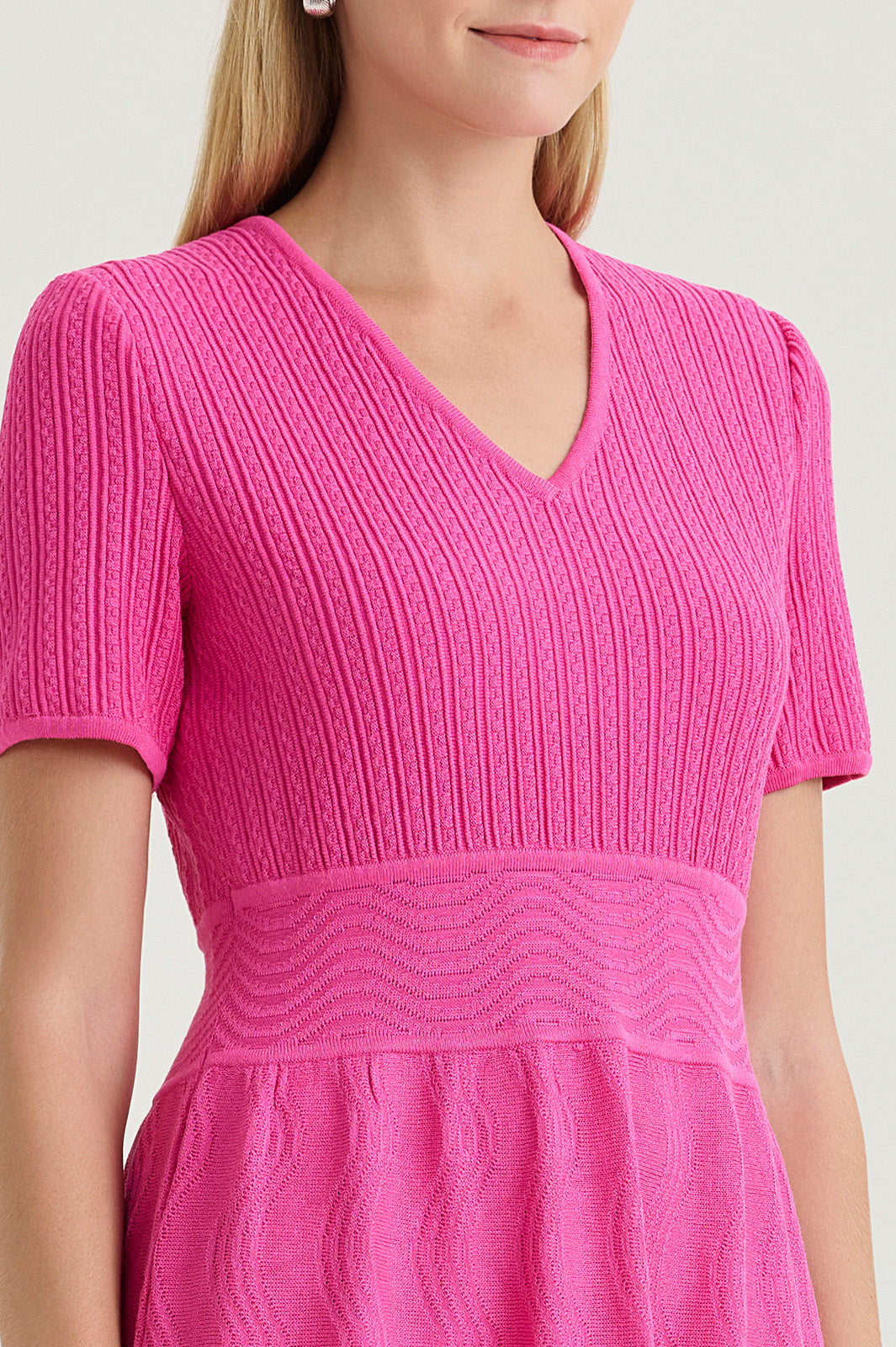 Fit-N-Flare Multi-Stitch Soft Knit Dress | Ming Wang