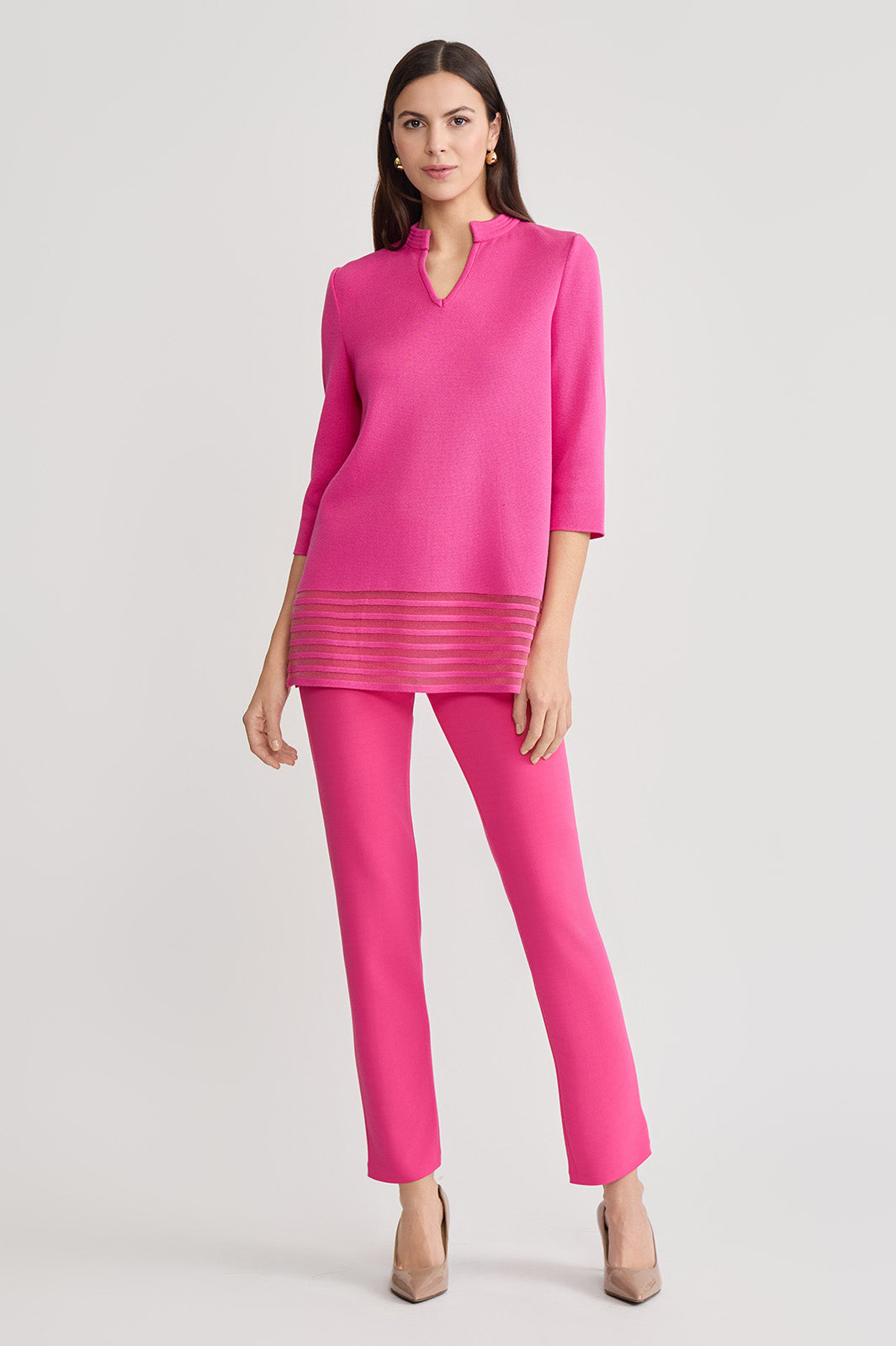 Relaxed Burnout Hem Soft Knit Tunic | Ming Wang