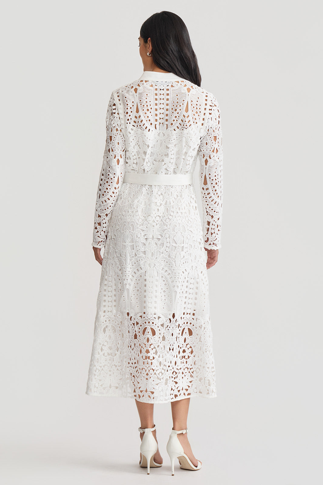 Fit-N-Flare Lined Laced Midi Dress