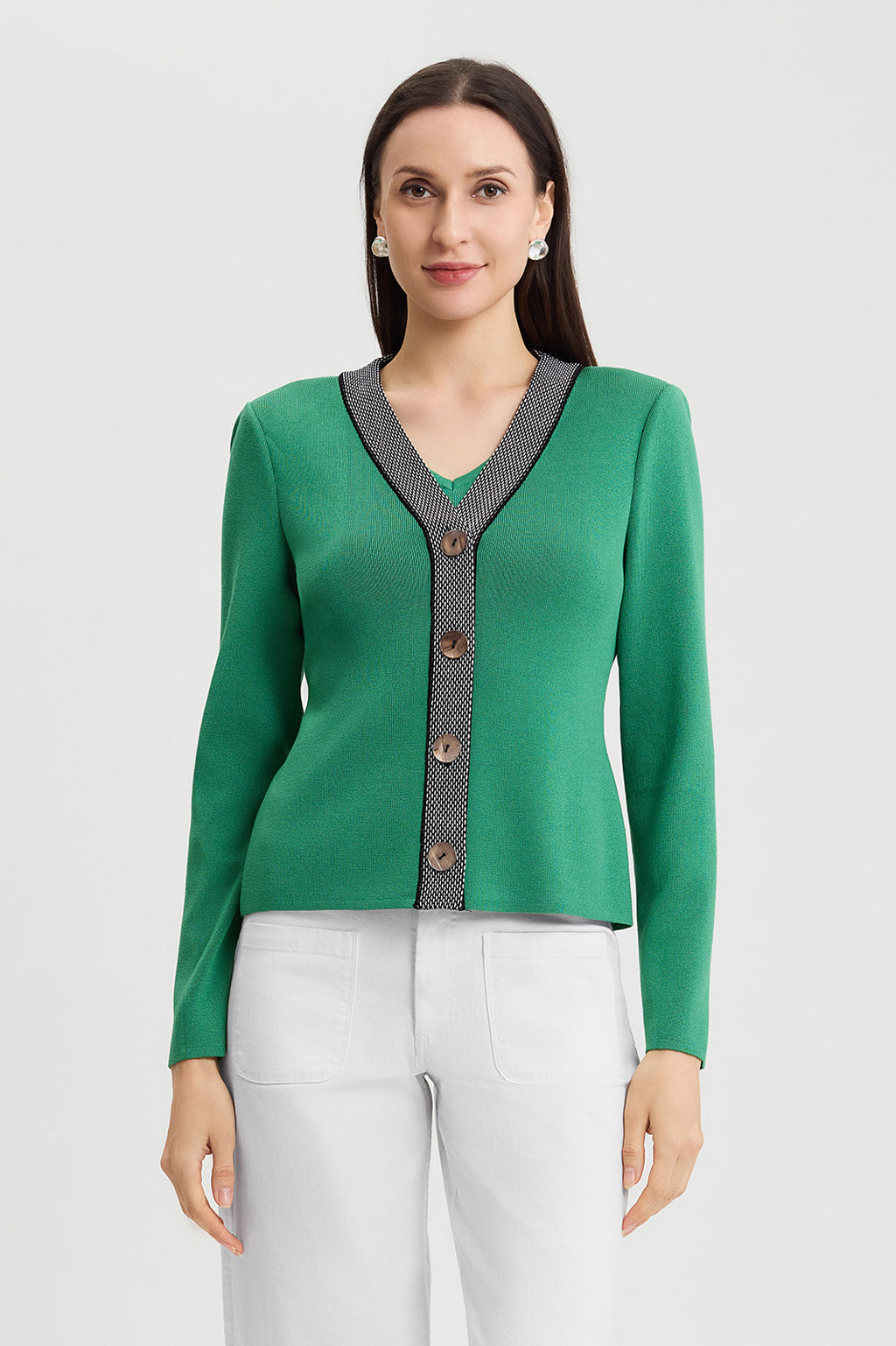 Heritage Contrast Trim Soft Knit Cardigan | Ming Wang