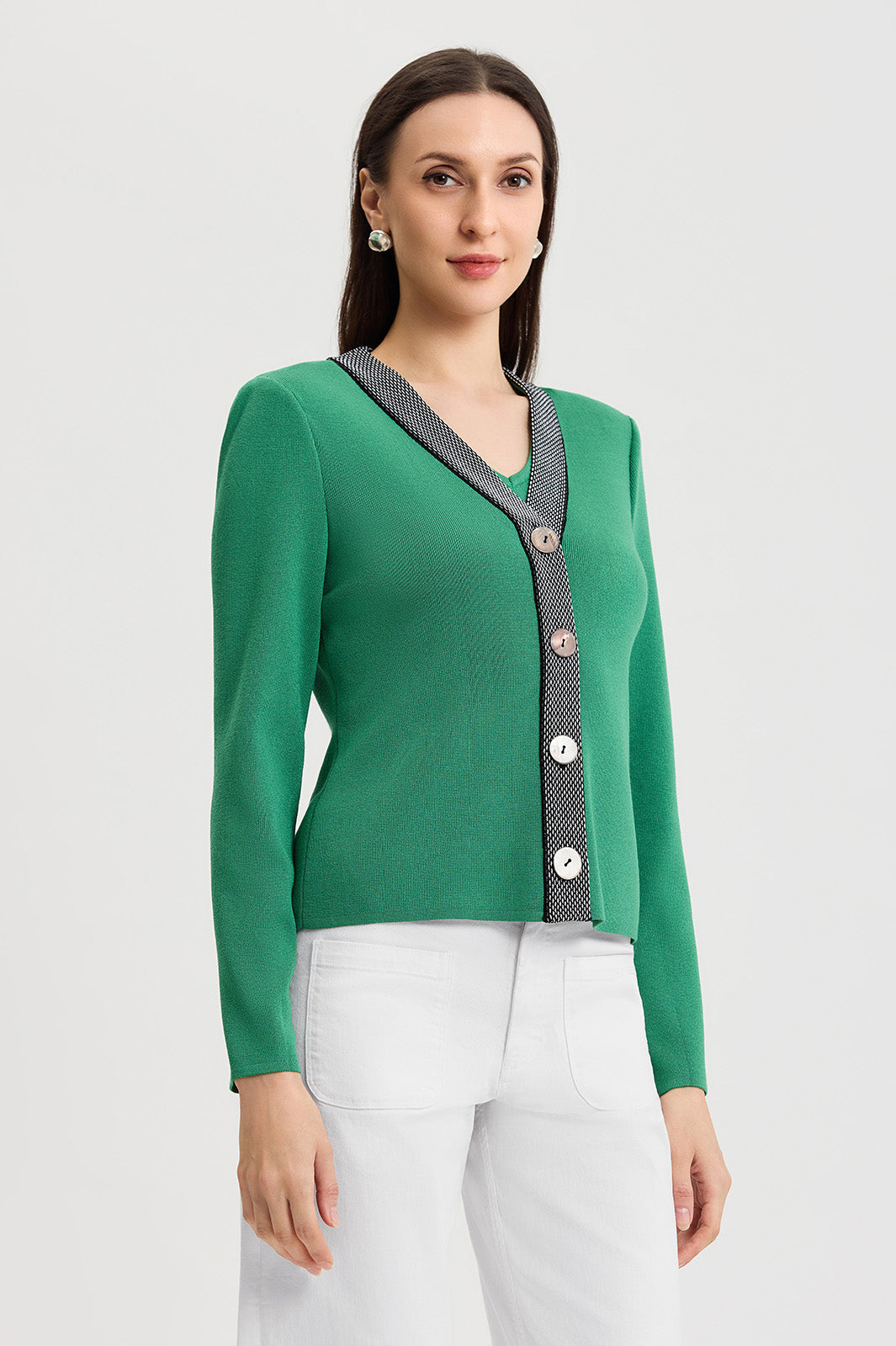 Heritage Contrast Trim Soft Knit Cardigan | Ming Wang