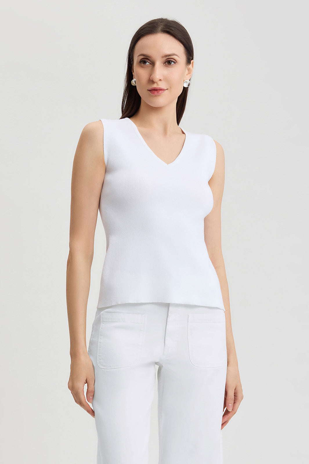 V-Neck Soft Knit Tank | Ming Wang