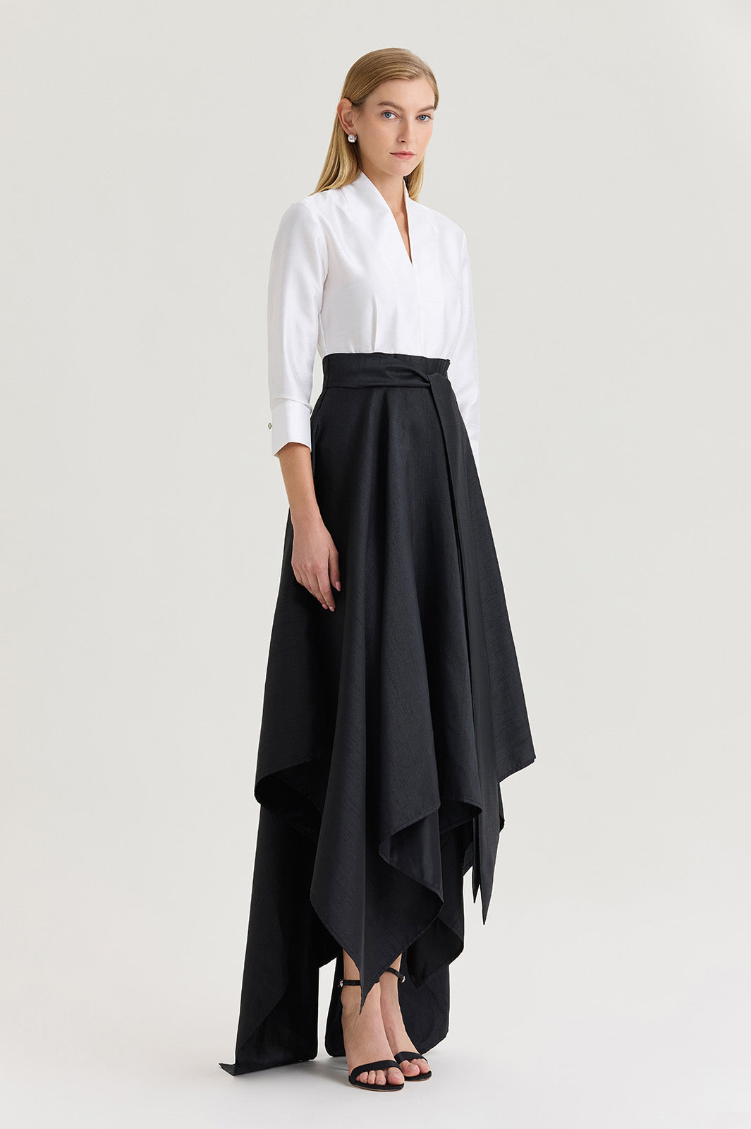 fit and flare black maxi dress Black Warm Cotton Waffle Fit and Flare Maxi Dress 46" / Tall (5'7" and above)