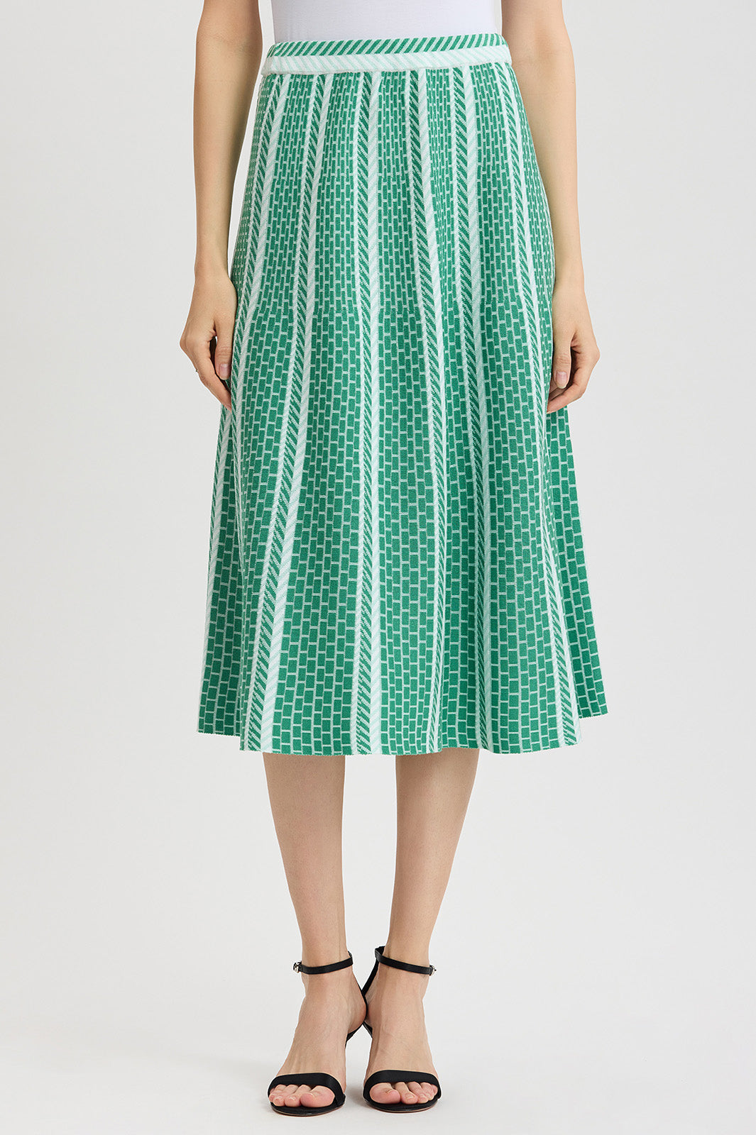 Roadmap Pattern Soft Knit Midi Skirt | Ming Wang