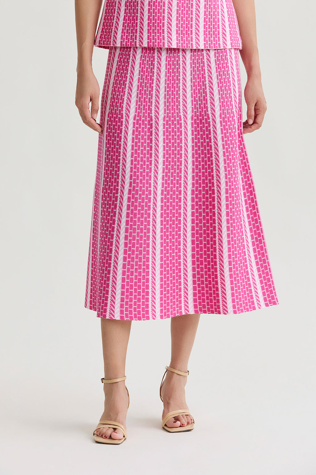 Roadmap Pattern Soft Knit Midi Skirt | Ming Wang