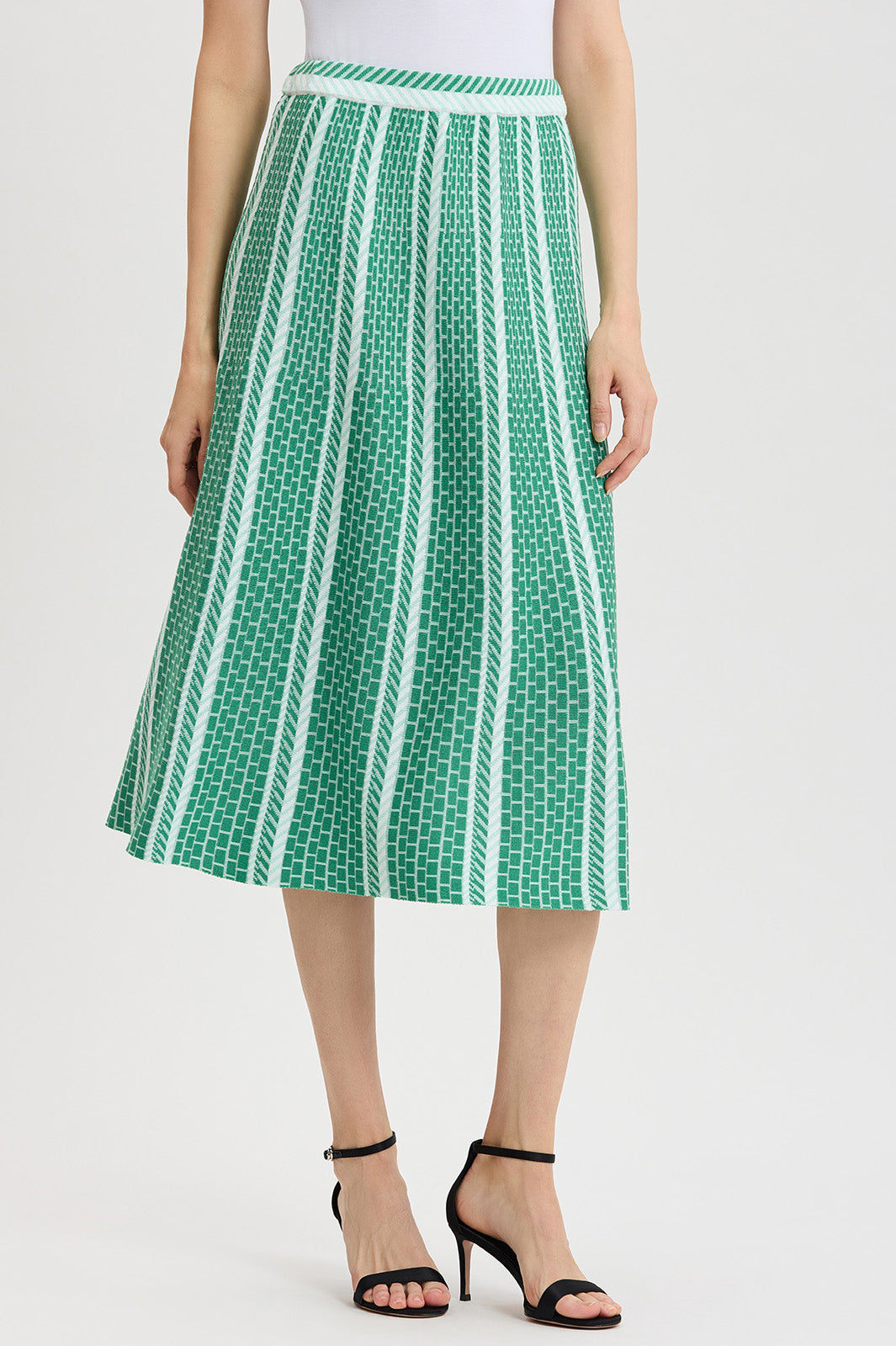 Roadmap Pattern Soft Knit Midi Skirt | Ming Wang