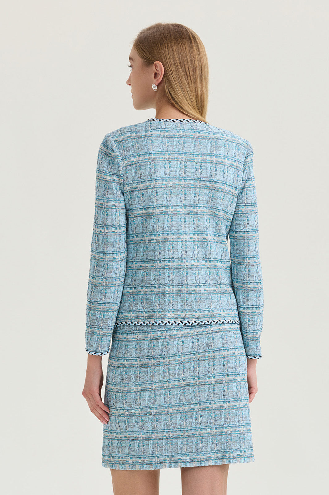 Heritage Braided Trim Tweed Knit Jacket
