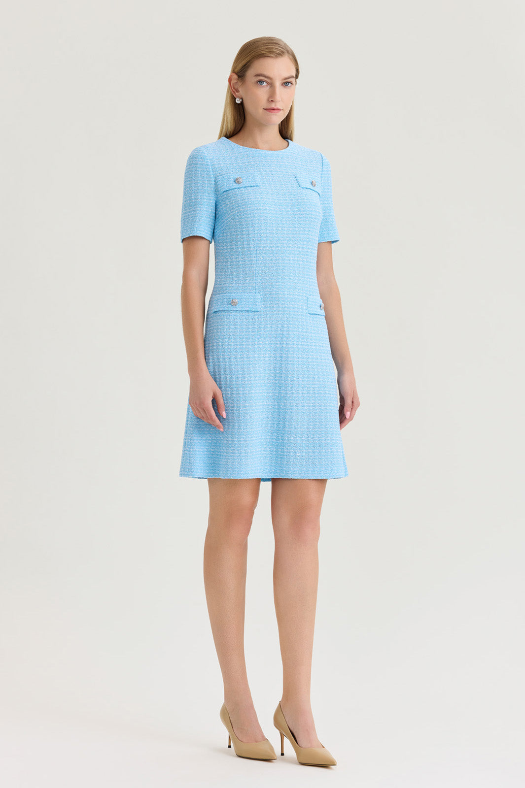 Family Savvy A-Line Textured Above-the-Knee Dress