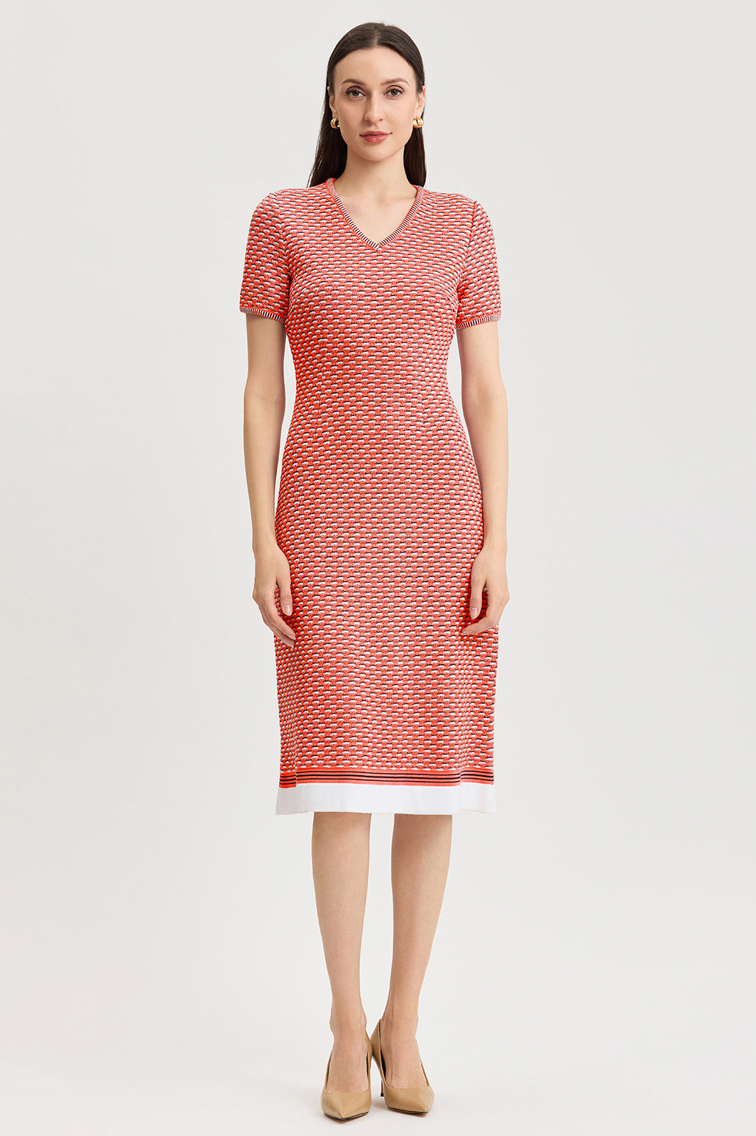A-Line Textured Multi-Stitch Midi Dress A-Line Textured Multi-Stitch Midi Dress