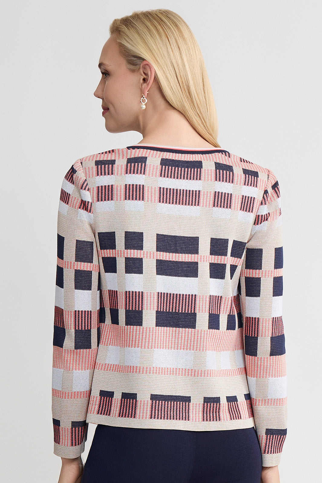 Heritage Jacquard Colorblock Knit Cardigan | Ming Wang