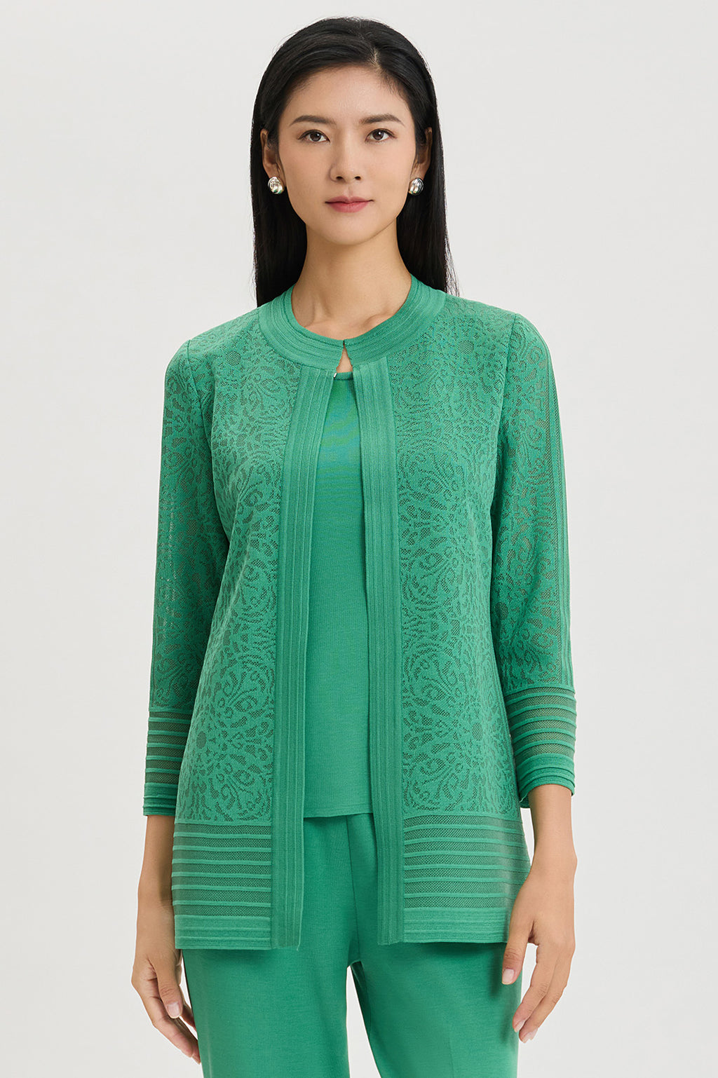 Heritage Burnout Medallion Knit Jacket | Ming Wang