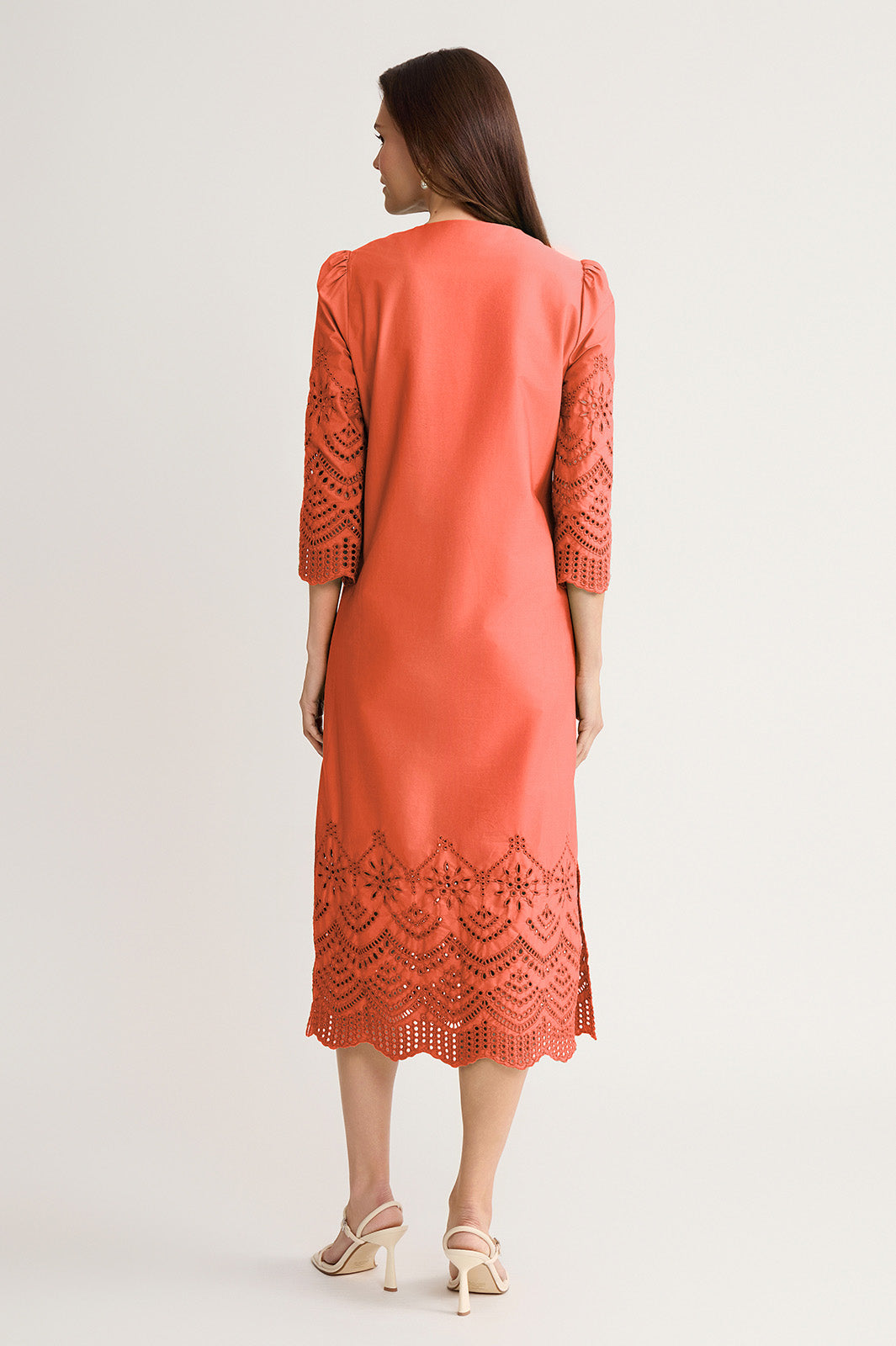 Eyelet Straight Cotton Maxi Dress