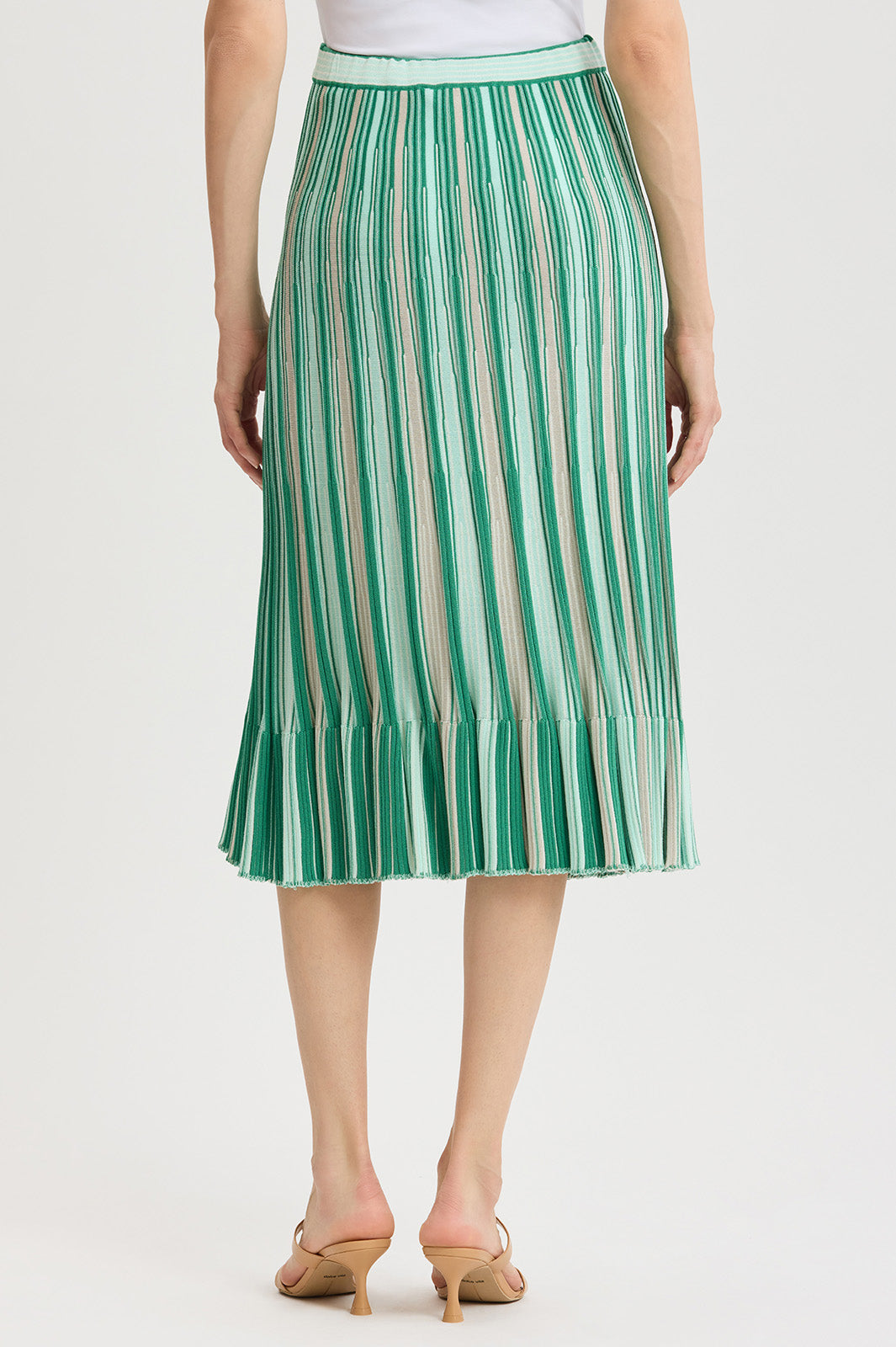Flared Flounce Soft Knit Midi Skirt | Ming Wang