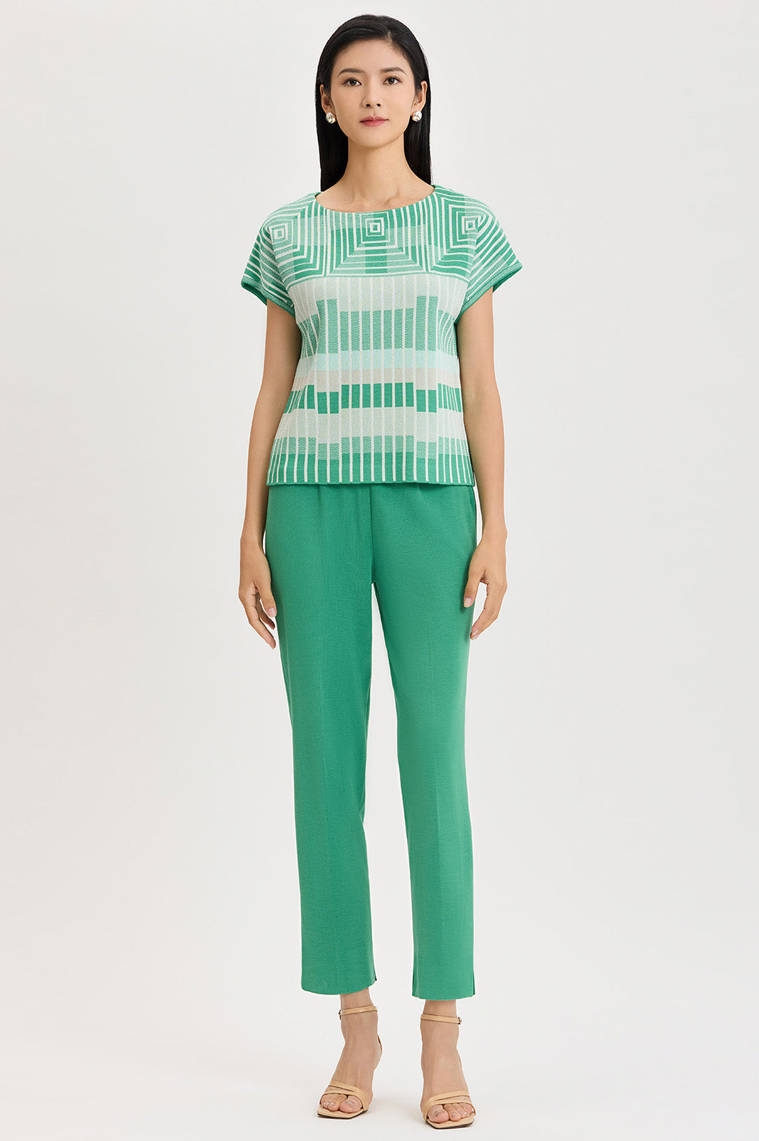 Geometric Jacquard Soft Knit Top | Ming Wang