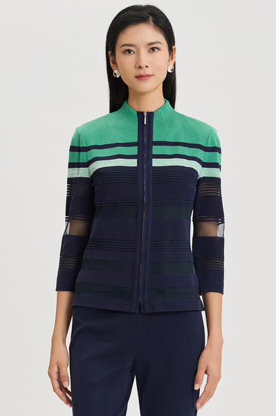 CHIEKO+ knit jacket サイズ38 Heritage Zip-Front Sheer Knit Jacket | Ming Wang