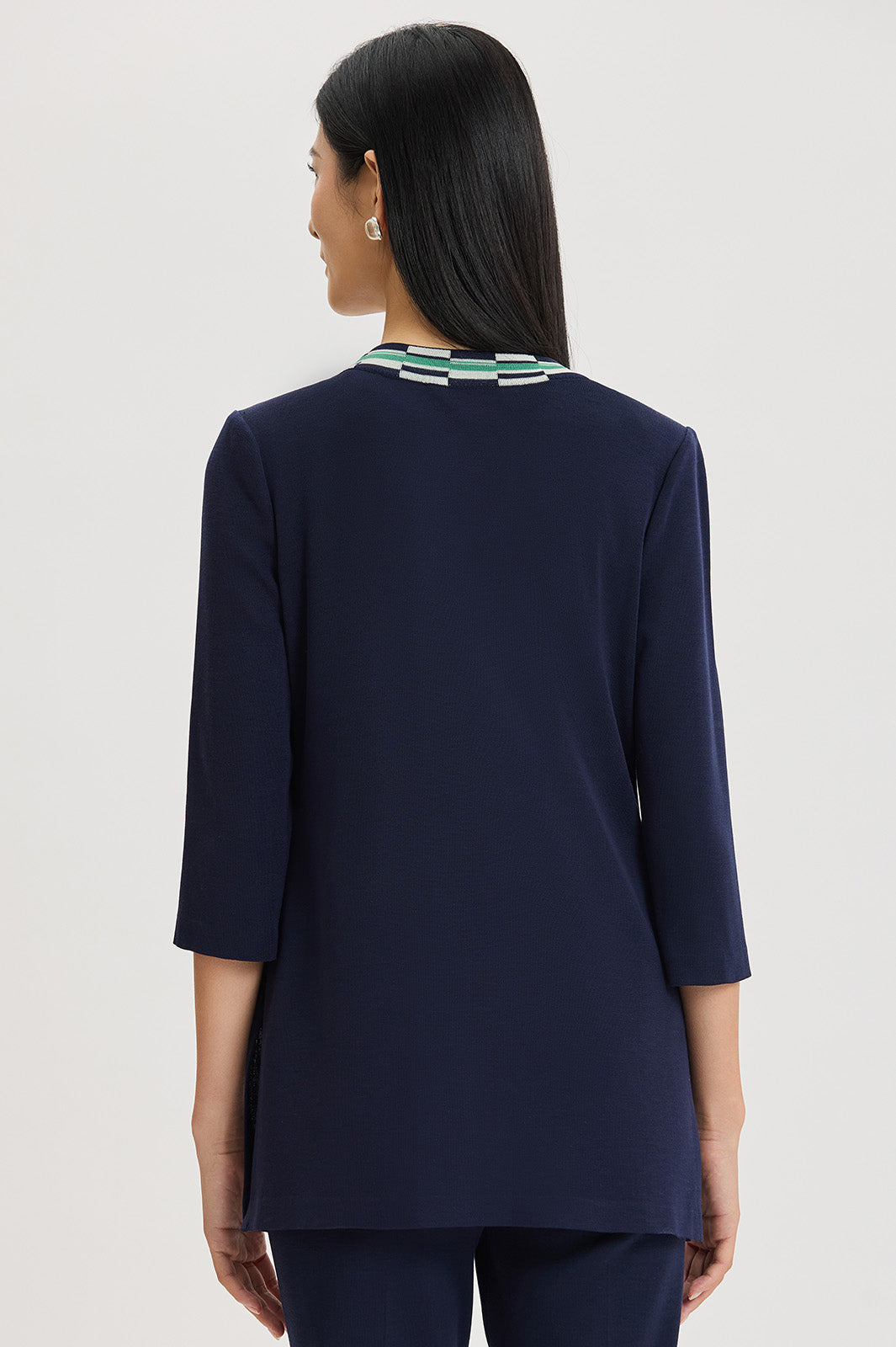 Heritage Checkered Trim Soft Knit Jacket | Ming Wang