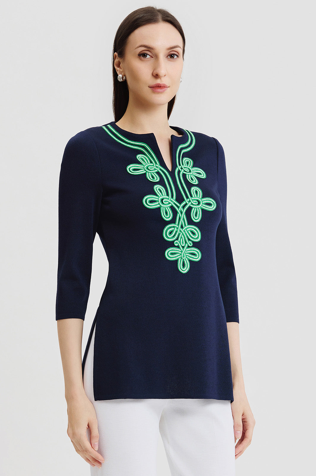 Classic Soutache Soft Knit Tunic | Ming Wang
