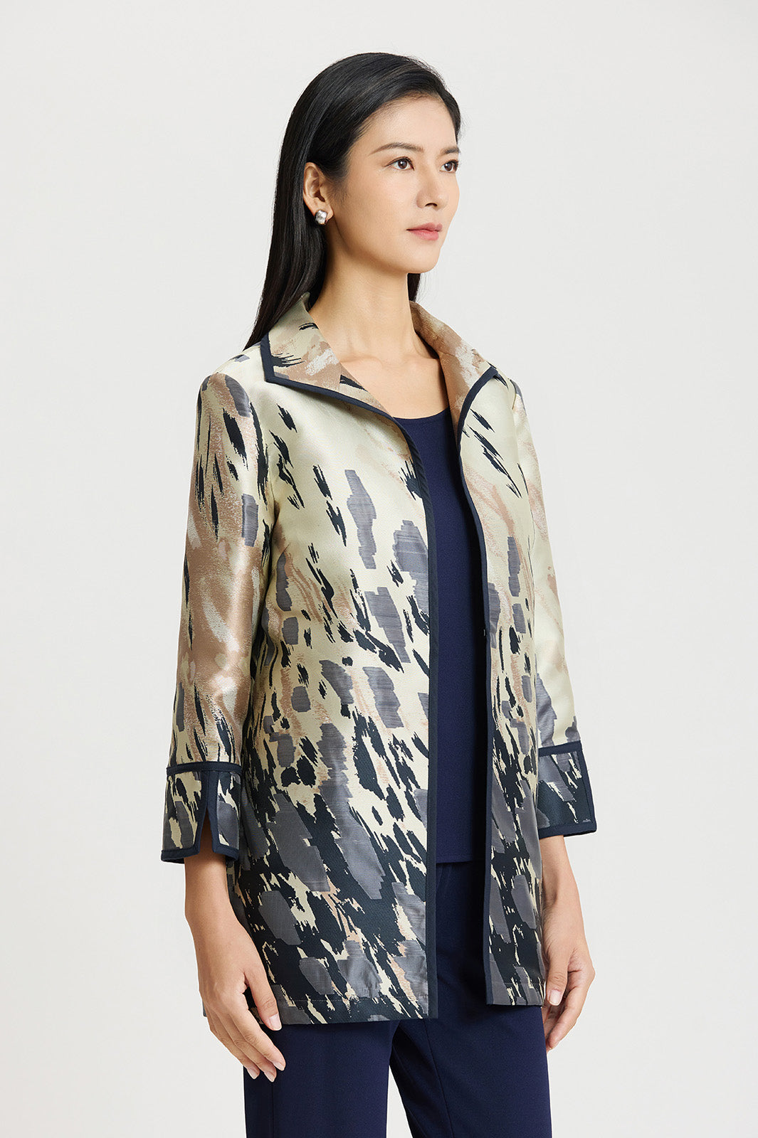 Abstract Animal Print Woven Jacket | Ming Wang