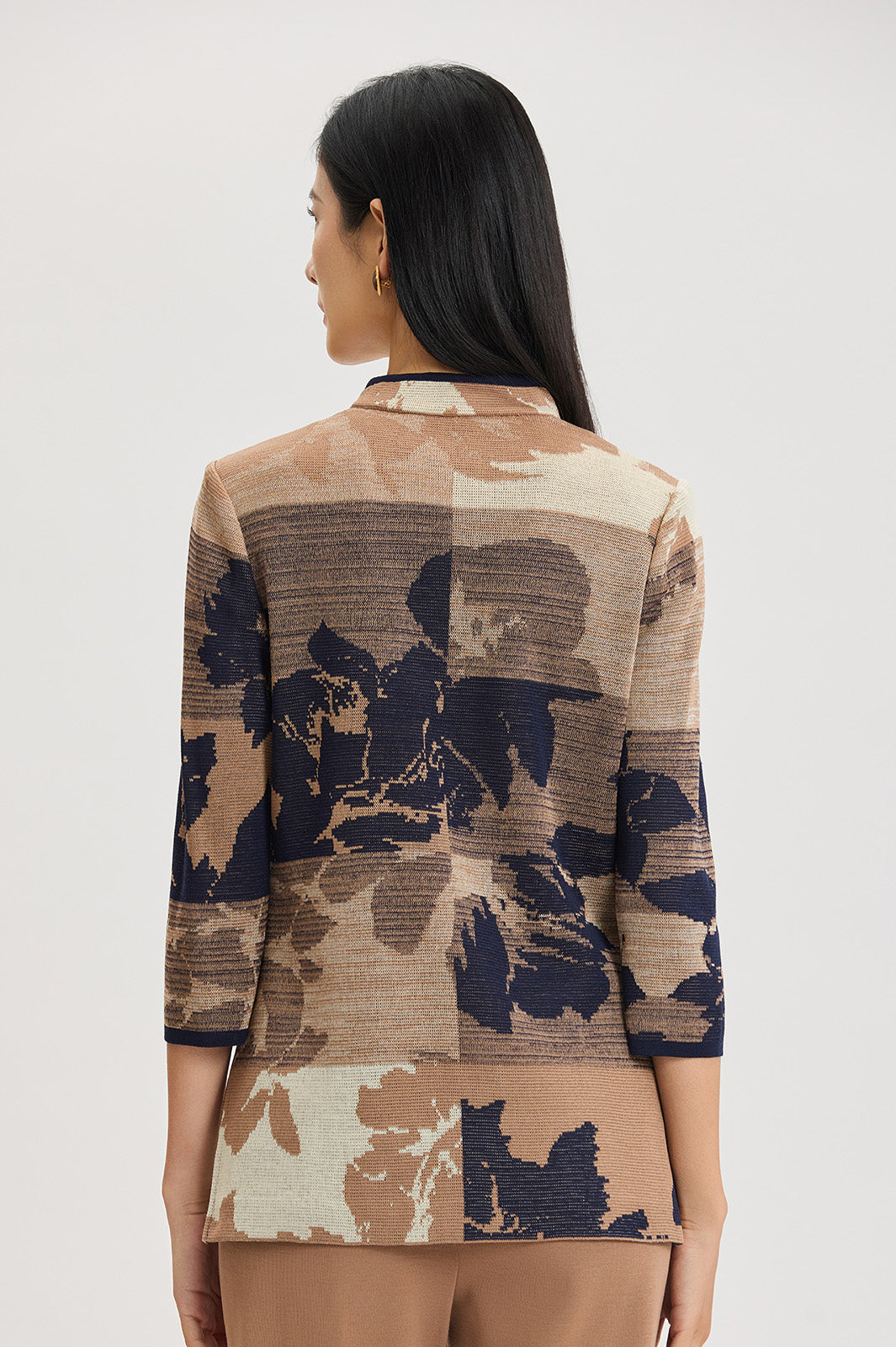 Floral Jacquard Ombre Knit Jacket | Ming Wang