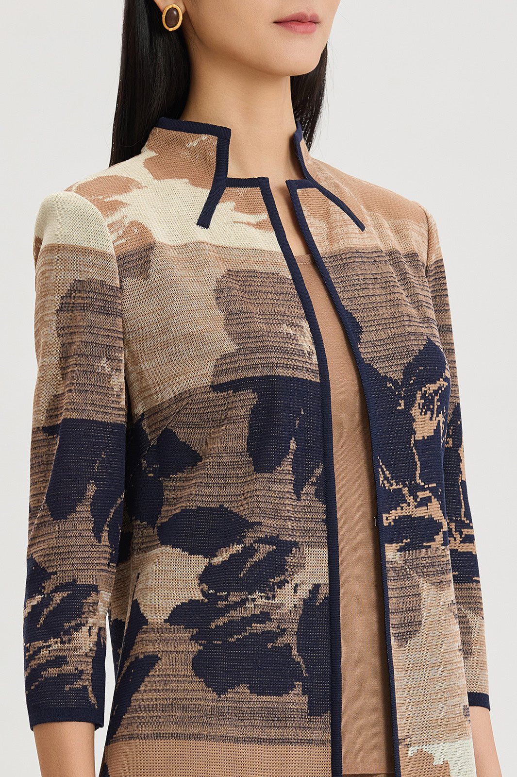 Floral Jacquard Ombre Knit Jacket | Ming Wang