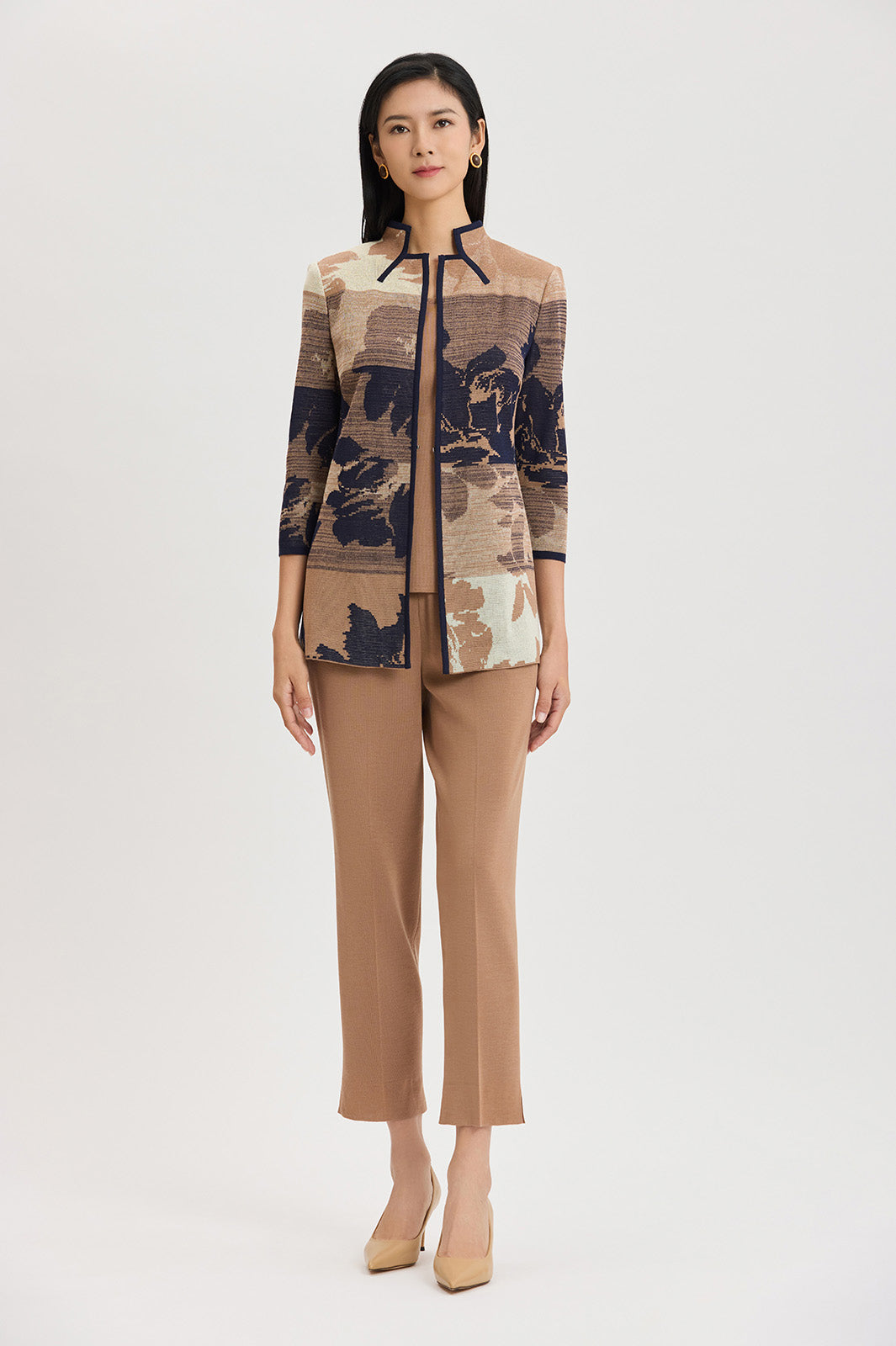 Floral Jacquard Ombre Knit Jacket | Ming Wang