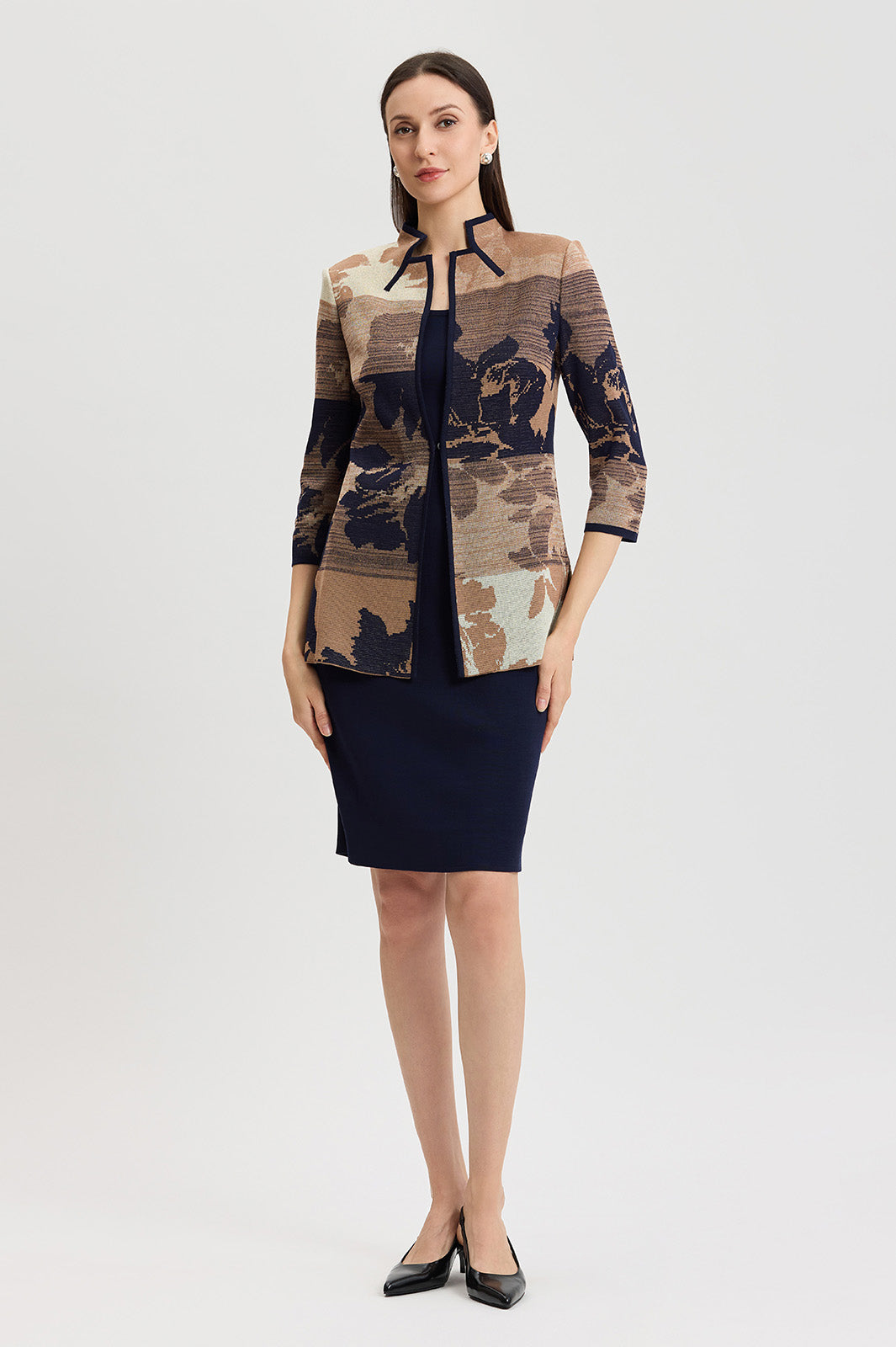 Floral Jacquard Ombre Knit Jacket | Ming Wang