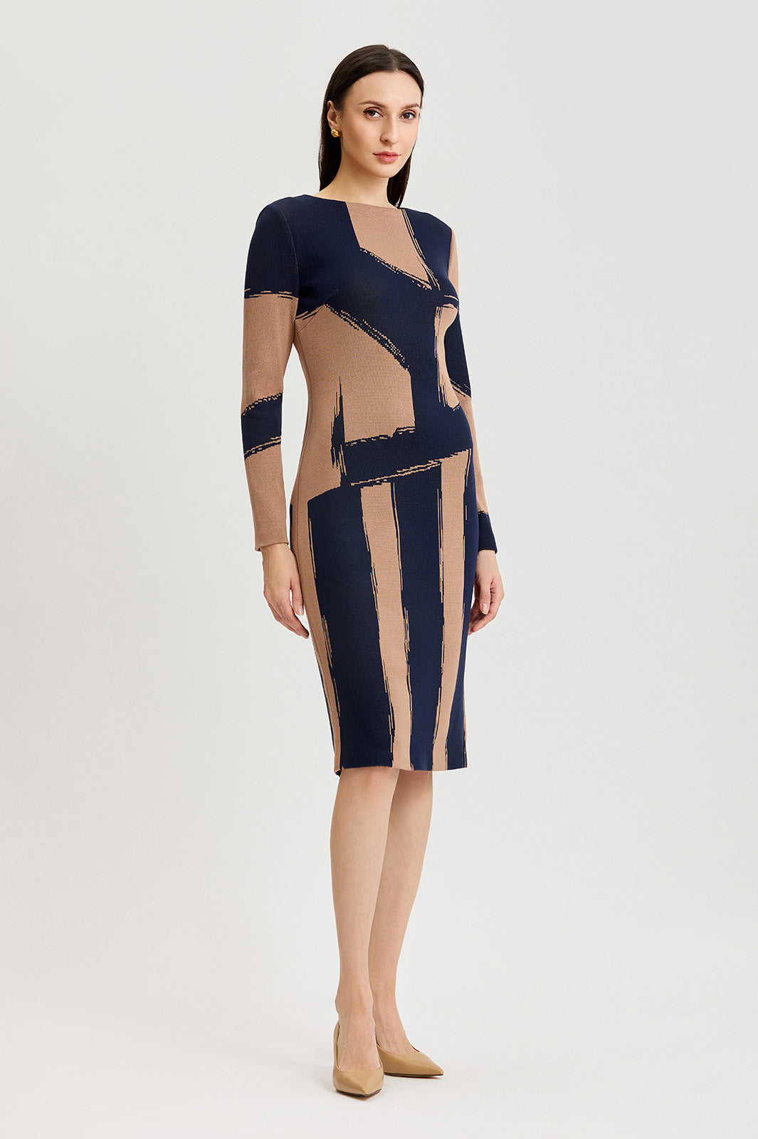 Brushstroke Soft Knit Sheath Dress | Ming Wang