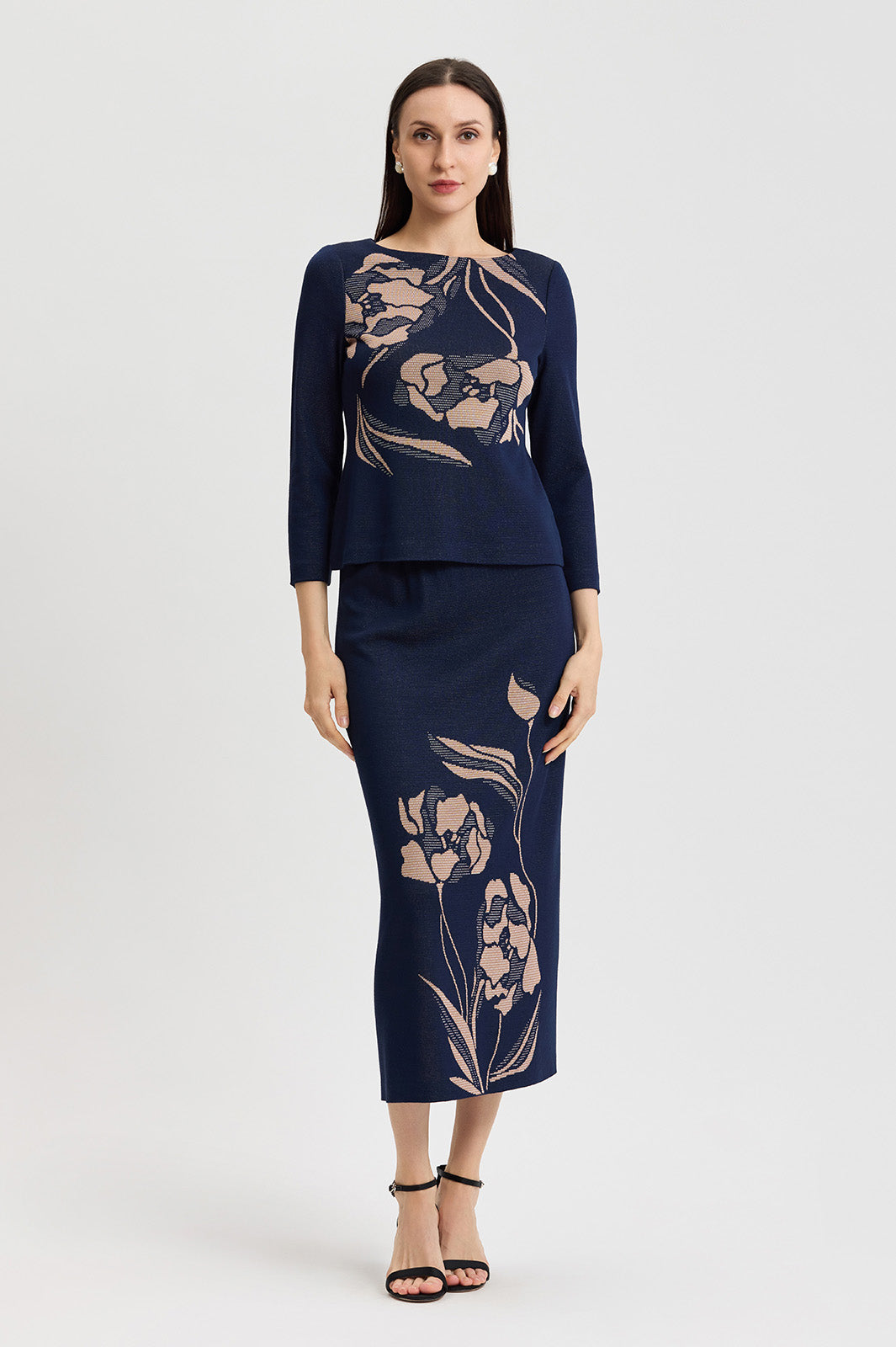 Floral Jacquard Soft Knit Top | Ming Wang