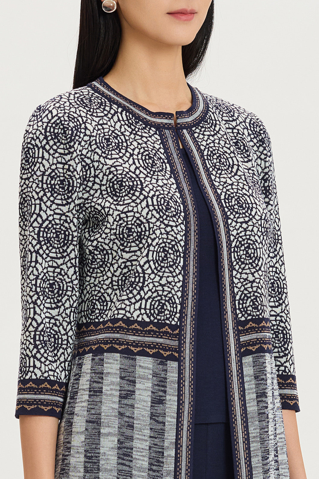 Heritage Multi-Pattern Jacquard Knit Jacket | Ming Wang