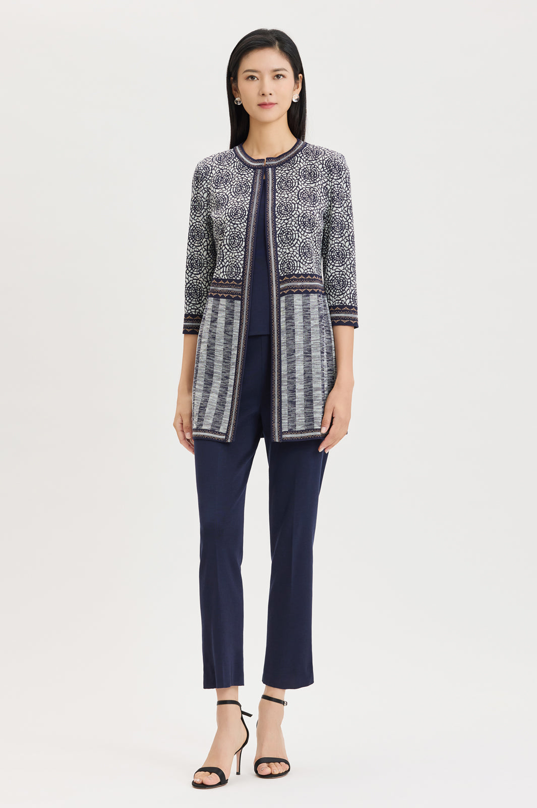 Heritage Multi-Pattern Jacquard Knit Jacket | Ming Wang