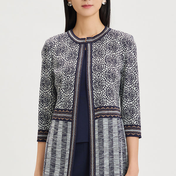 Heritage Multi-Pattern Jacquard Knit Jacket | Ming Wang