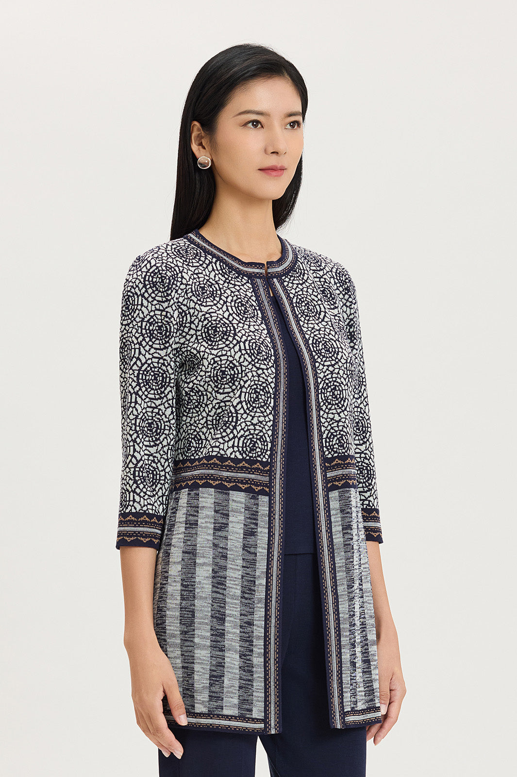 Heritage Multi-Pattern Jacquard Knit Jacket | Ming Wang