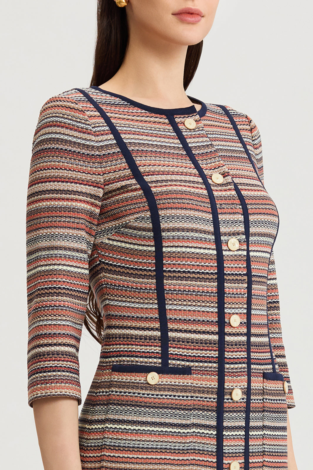 Horizontal Multi-Stitch Knit Sheath Dress | Ming Wang