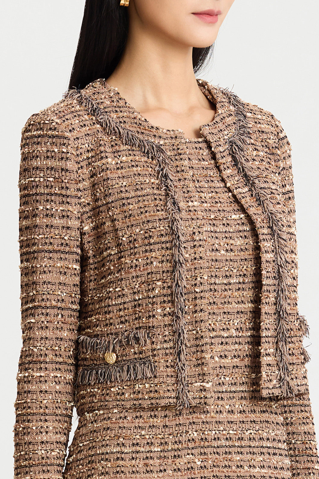Heritage Eyelash Tweed Knit Jacket | Ming Wang