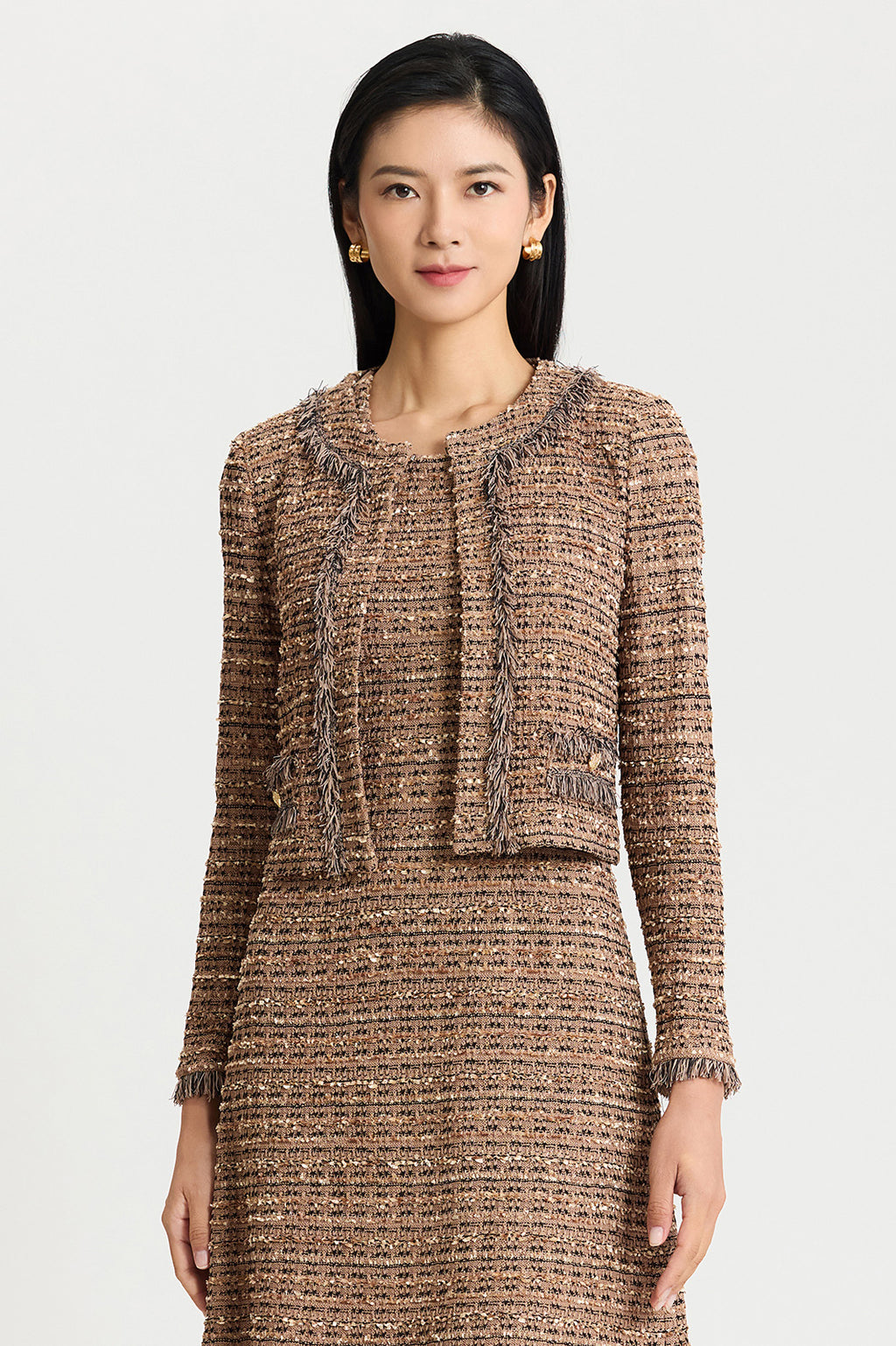 journalstandard relume tweedクルーネックJKT Heritage Eyelash Tweed Knit Jacket | Ming Wang