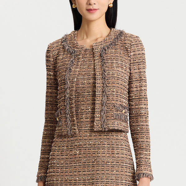 Heritage Eyelash Tweed Knit Jacket | Ming Wang