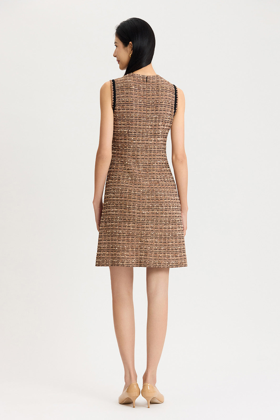 A-Line Eyelash Tweed Knit Dress | Ming Wang