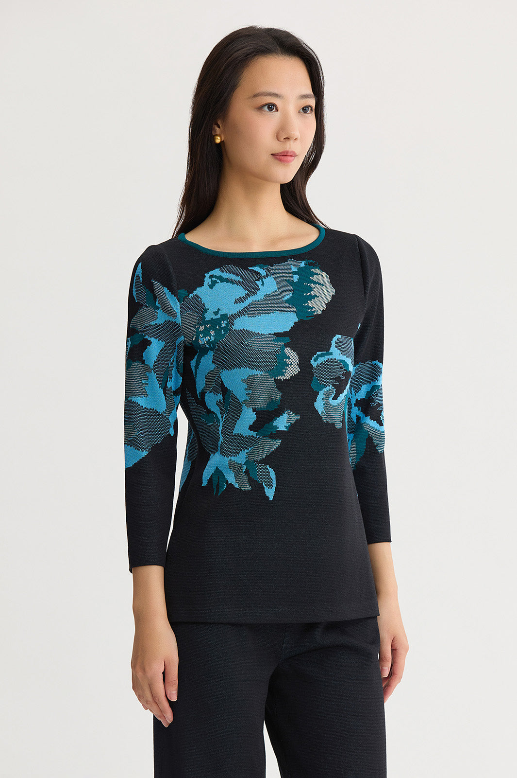 Floral Jacquard Soft Knit Tunic | Ming Wang