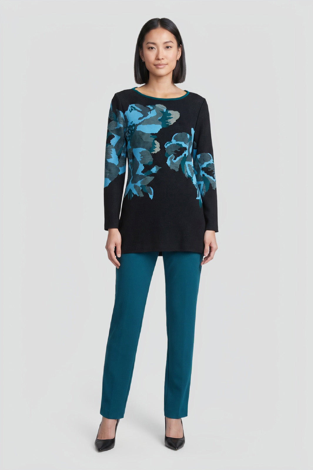 Floral Jacquard Soft Knit Tunic | Ming Wang